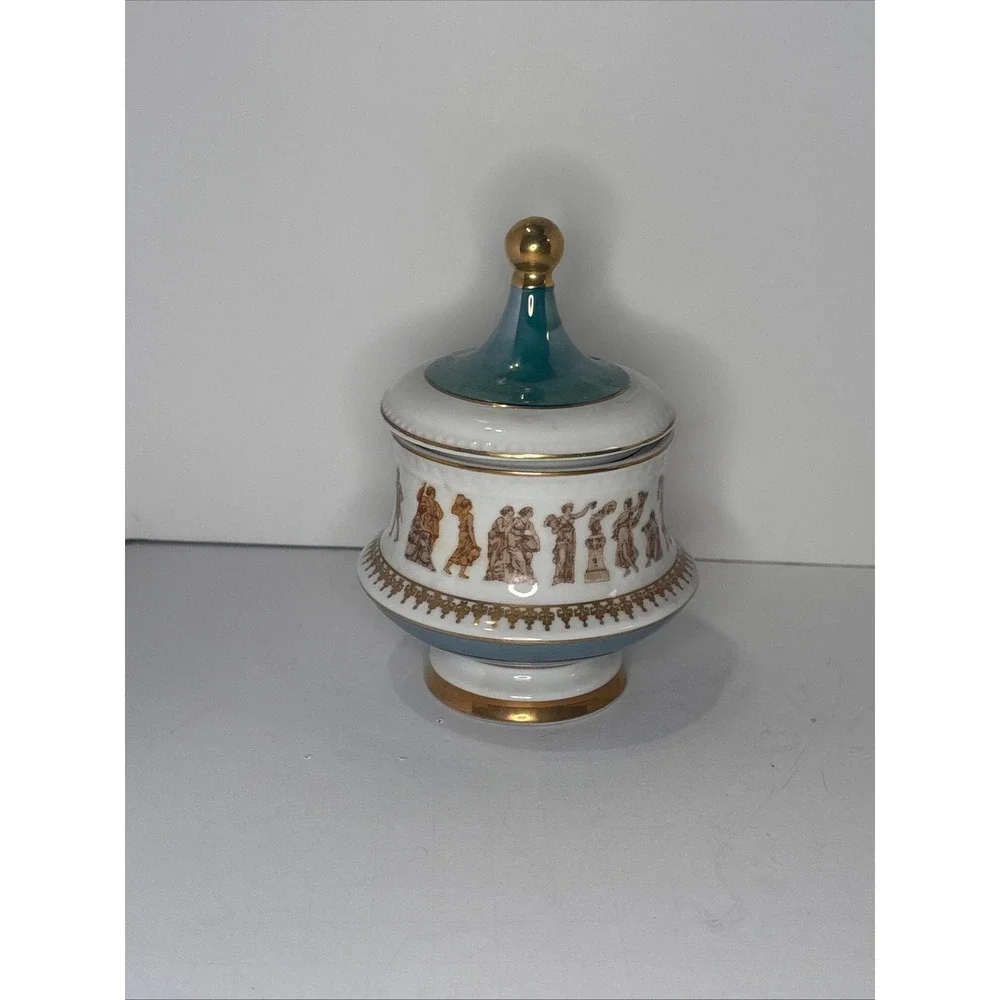 Royal Crown Roman Festival Sugar Bowl Teal Gold